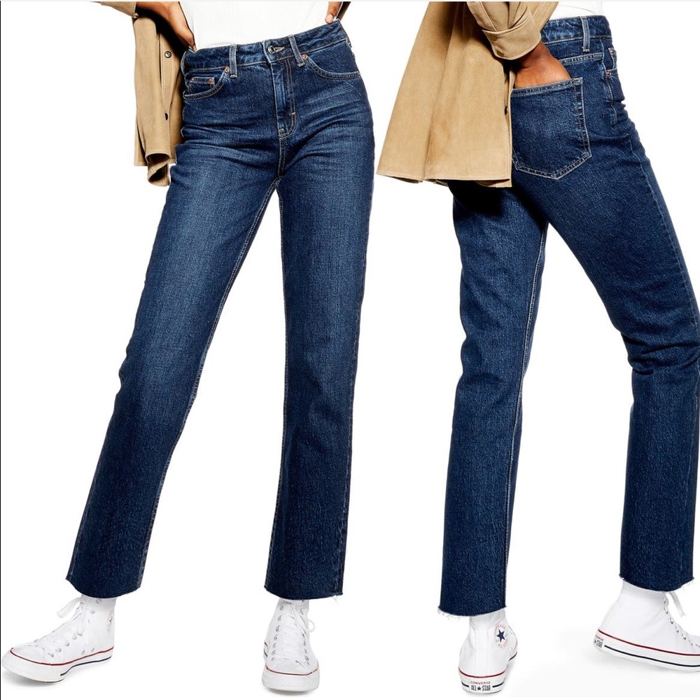 Topshop crop raw hem straight